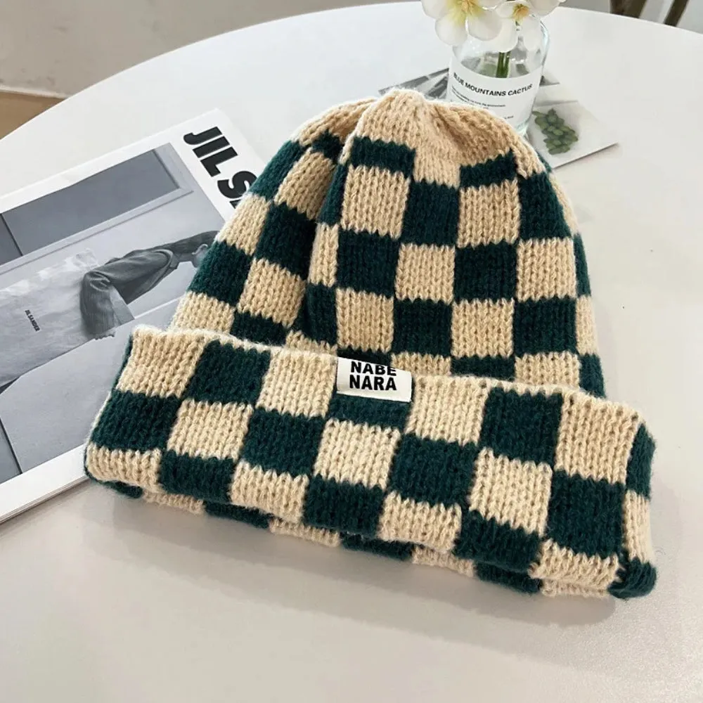 Y2K Checkered Knitted Beanie