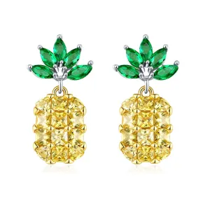 Yellow & Green Crystal Pineapple Drop Earrings