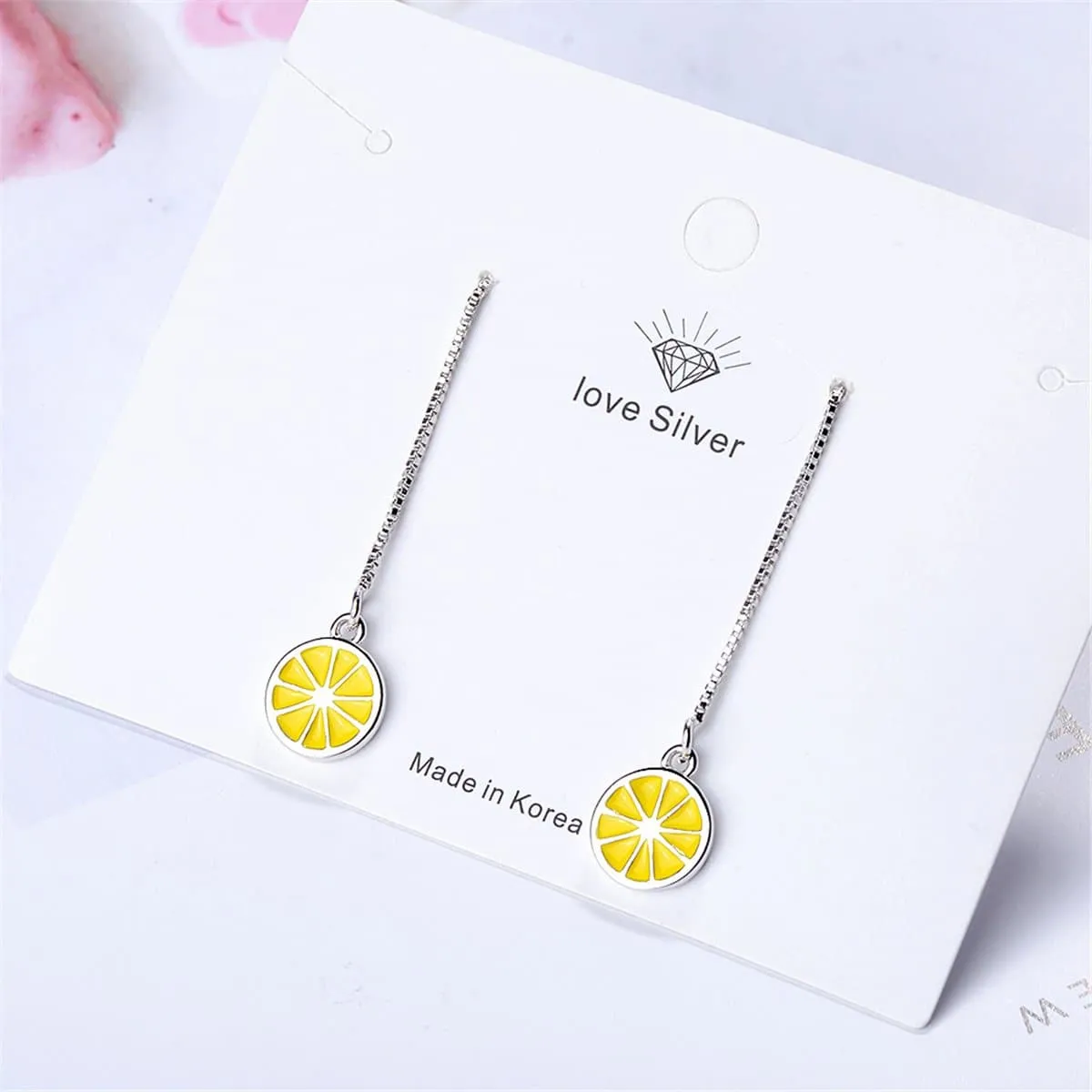 Yellow & Silver-Plated Lemon Threader Earrings
