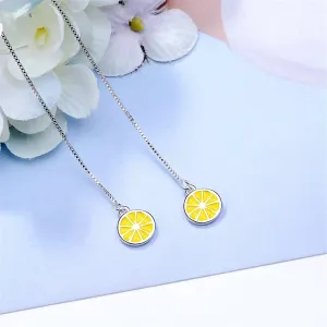 Yellow & Silver-Plated Lemon Threader Earrings