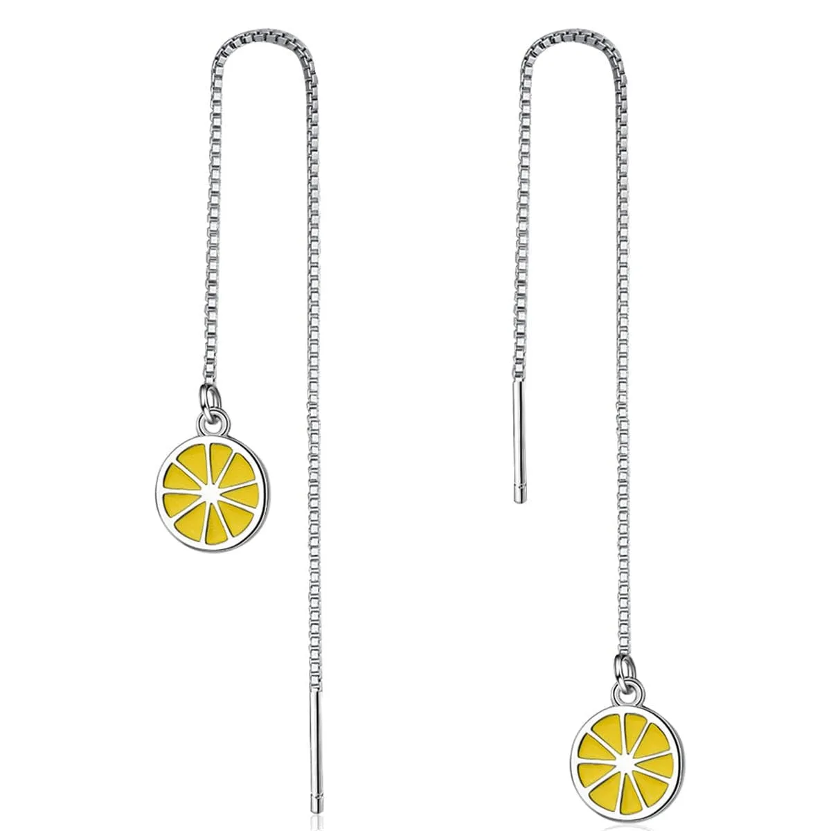Yellow & Silver-Plated Lemon Threader Earrings