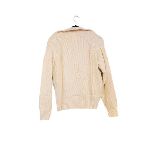 Z Supply Jayce Sandstone 3/4 Zip Pullover Sweater Women's Large Ribbed Cozy