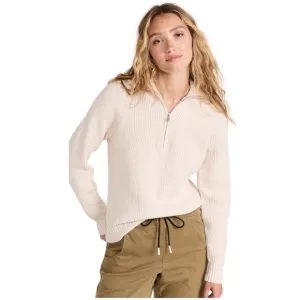 Z Supply Jayce Sandstone 3/4 Zip Pullover Sweater Women's Large Ribbed Cozy