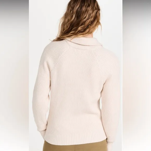 Z Supply Jayce Sandstone 3/4 Zip Pullover Sweater Women's Large Ribbed Cozy