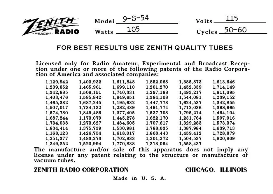ZENITH-9S54