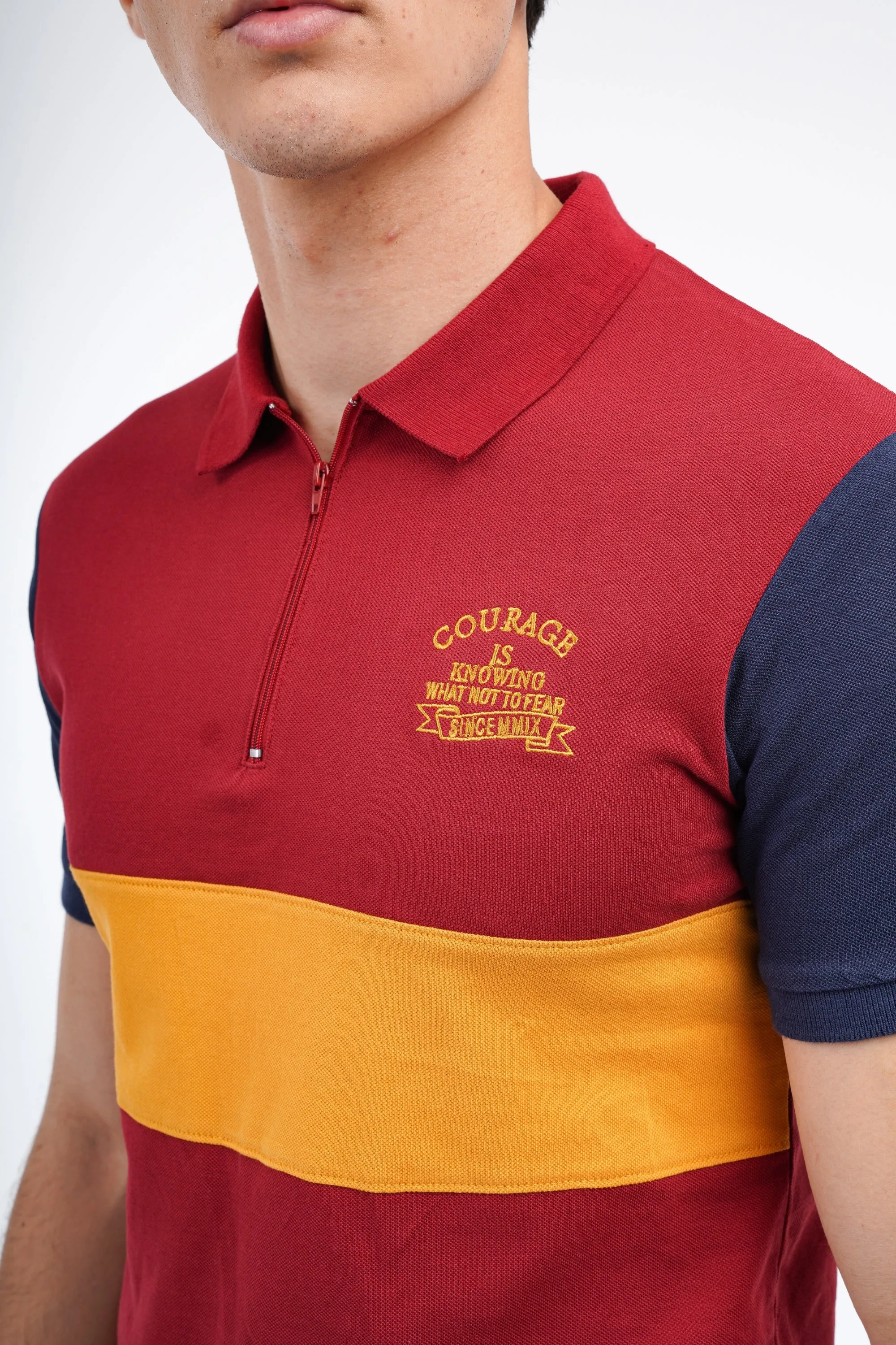 Zipped Collar Polo